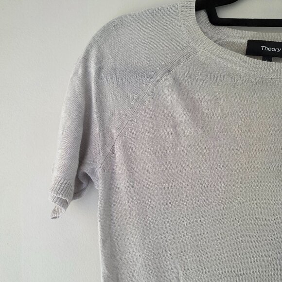 THEORY Toraely Sag Harbor Sweater | S | Crew Neck Short Sleeve Ombre Linen - Picture 2 of 8